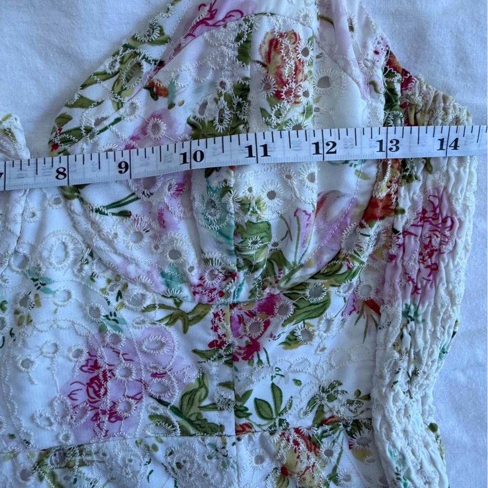 ASTR The Label Mireille Floral Eyelet Mini Dress White Multicolor Size M - Picture 10 of 11
